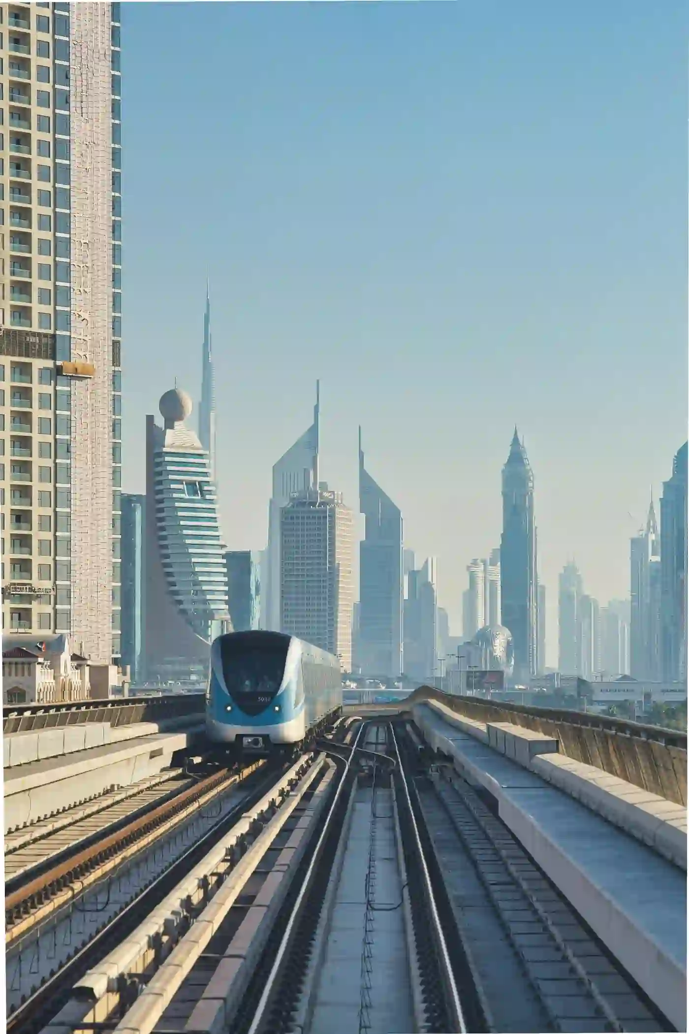 Dubai Metro with city skyline